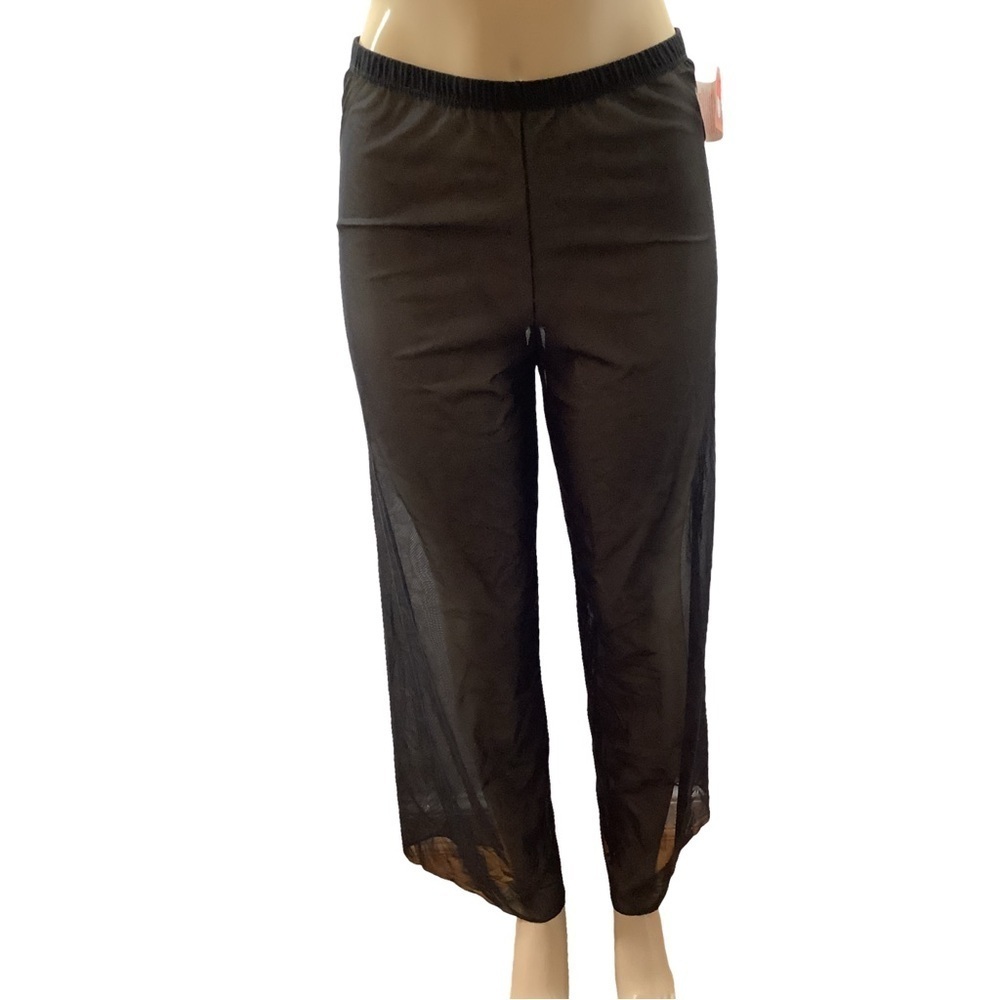 Zuliana Black Mesh Sheer Elastic Waist Pants, Made in USA. New With Tags.